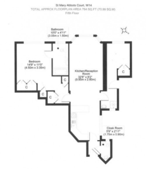 Floorplan for St Mary Abbot's Court, Warwick Gardens, London, W14