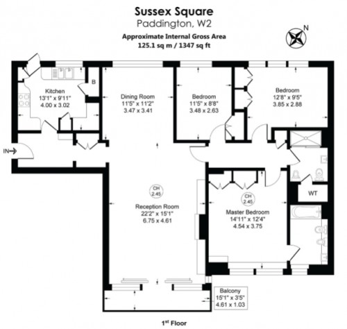 Floorplan for Sussex Square, London, W2 2SR