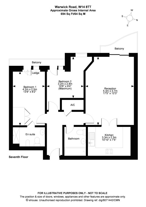 Floorplan for WARREN HOUSE,  Kensington, London, W14