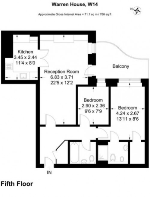 Floorplan for Warren House, Beckford Close, Warwick Road W14