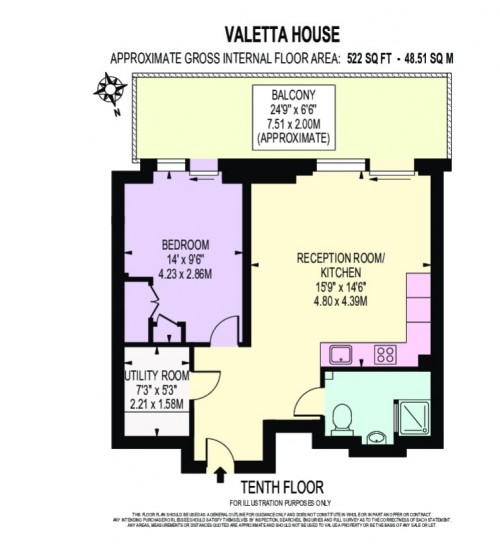 Floorplan for Valetta House, 336 Queenstown Road, London, SW11 8EE, UK