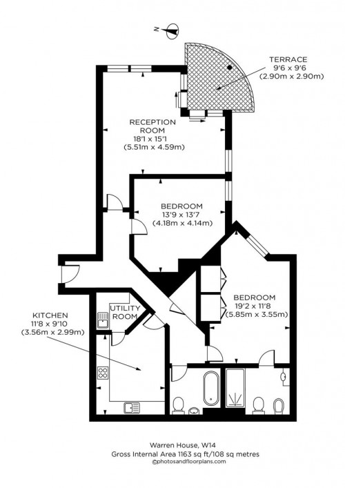 Floorplan for Warren House, Beckford Close Warwick Road, London