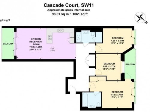 Floorplan for Cascade Court, Vista Chelsea Bridge, 1 Sopwith Way, SW11